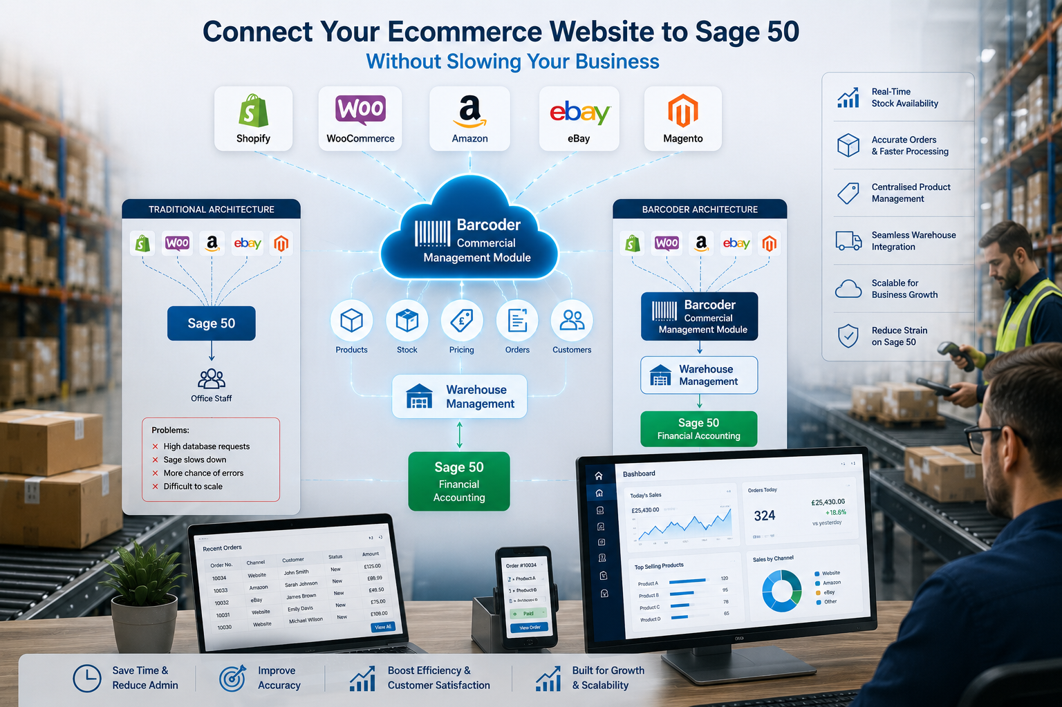 Sage 50 ecommerce integration warehouse workflow